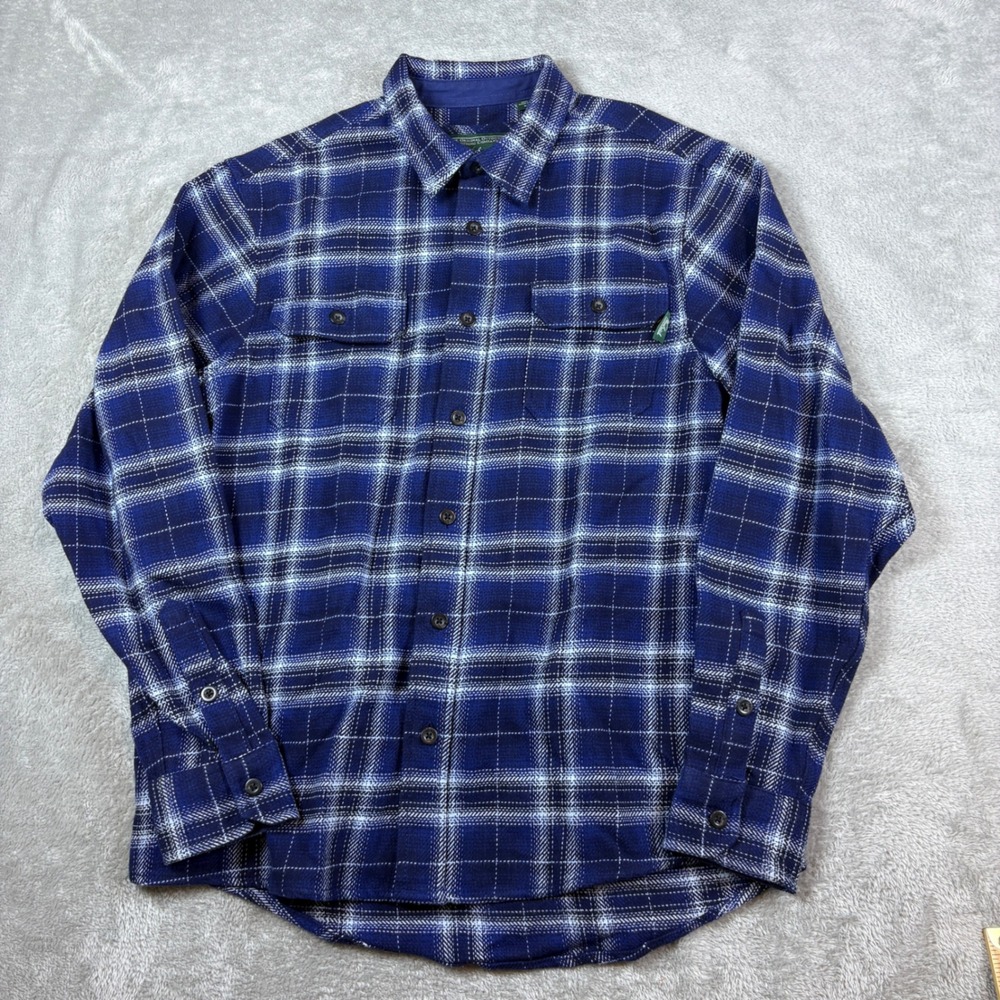Woolrich Shirts Men‎ Medium Flannel Plaid Button Down Blue
